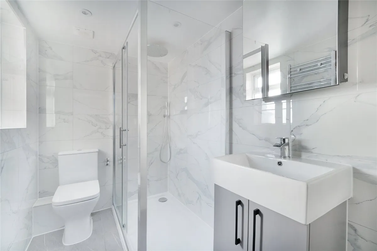 Finished residential bathroom by A&B London Construction